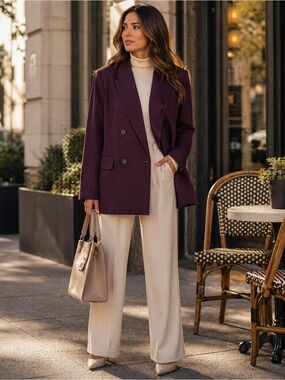 A New Day Oversized Double-Breasted Blazer Plum Purple Medium NWT